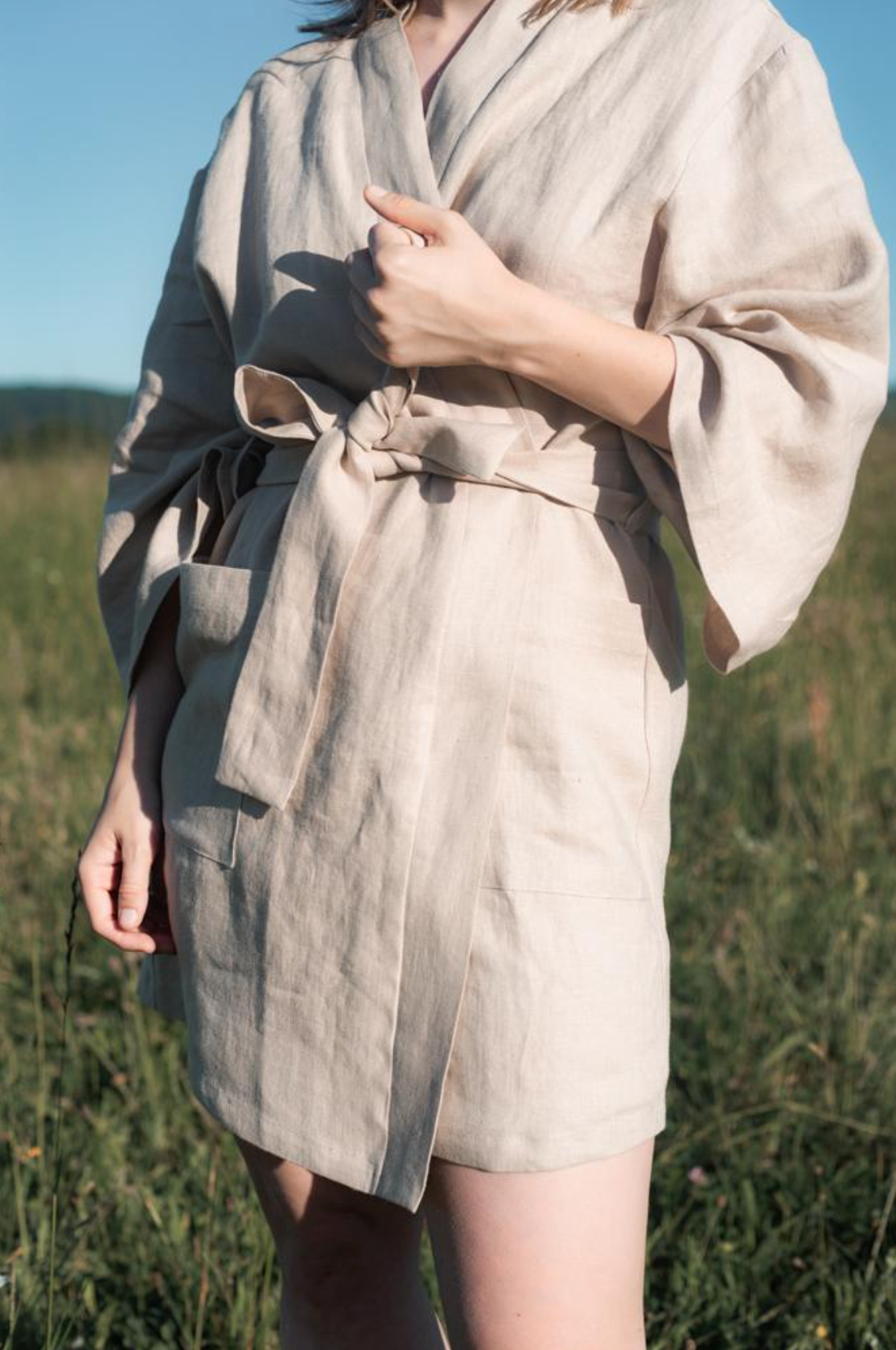 Lněné dlouhé kimono šaty GUST